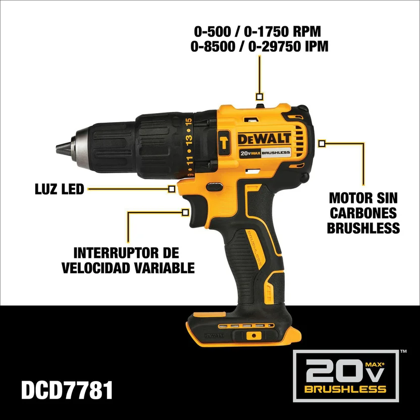 COMBO TALADRO PERCUTOR 1-2" 20V + ATORNILLADOR IMPACTO (DCK276D2-B3A) DEWALT - Vista 2