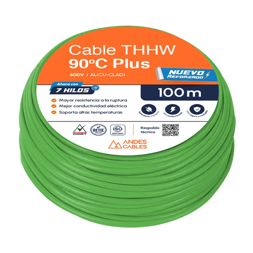 CABLE FLEX THW 10 AWG VERDE x100Mts (70380) ANDES