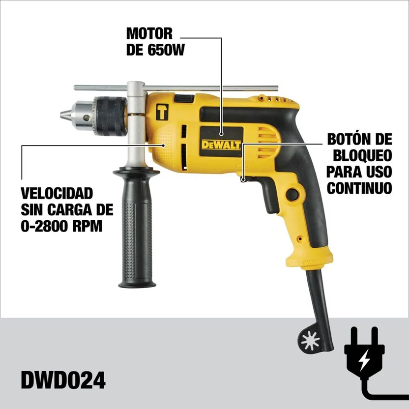 TALADRO PERCUTOR 1-2" 710W (DWD024-B3) DEWALT - Vista 2