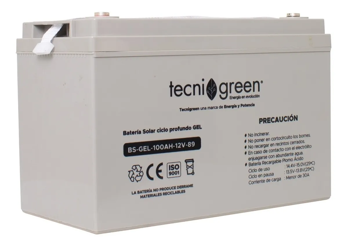 BATERIA 12V 100Ah GEL TECNIGREEN E&P - Vista 3