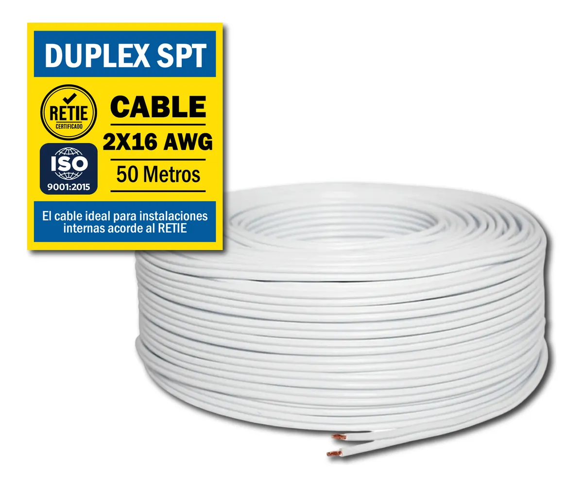 CABLE DUPLEX SPT 2X16 AWG x50Mts (275271) ANDES