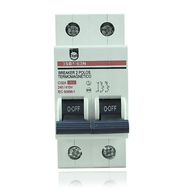 BREAKER PARA RIEL 2P 32A-6KA - 3SB1-63N (PT349385) CILES