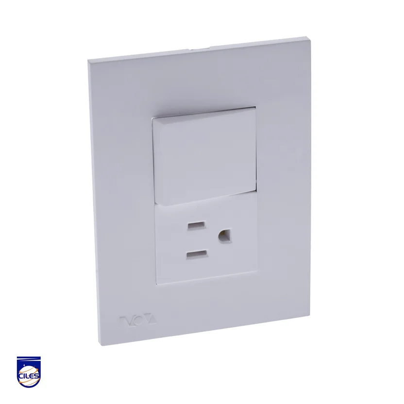 INTERRUPTOR + TOMACTE 10A-127V NOVA BLANCO (PT144425B) CILES - Vista 2