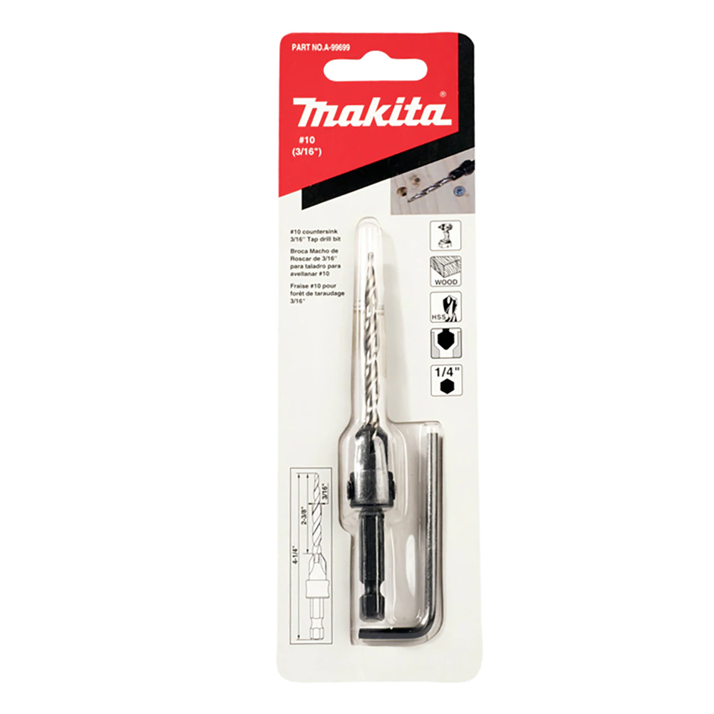 BROCA Y AVELLANADOR 3-16" #10 PARA MADERA (A-99699) MAKITA