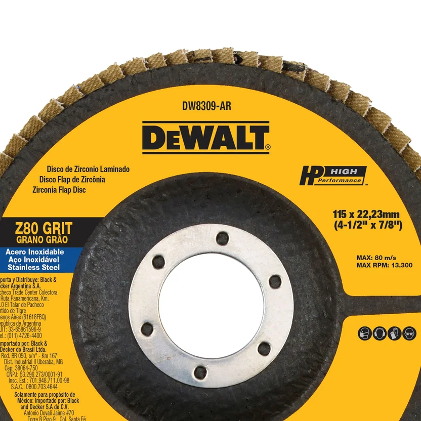 DISCO FLAP ZIRCONIO 4-1-2" Z80 GRANO (DW8309-BR) DEWALT - Vista 2