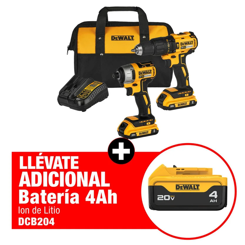 COMBO TALADRO PERCUTOR 1-2" 20V + ATORNILLADOR IMPACTO (DCK276D2-B3A) DEWALT