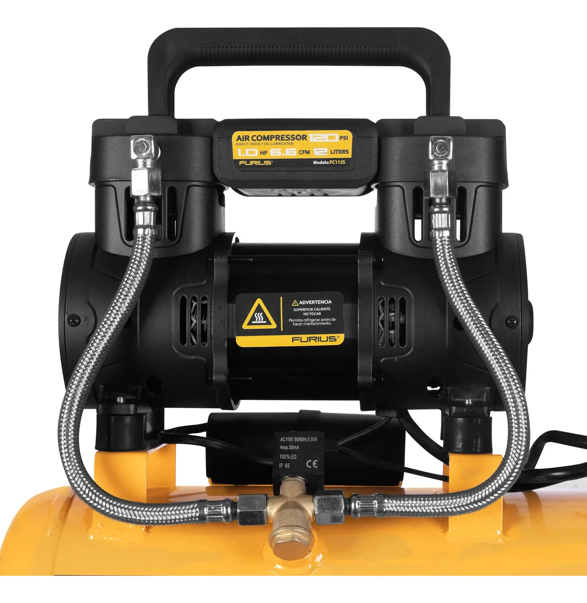COMPRESOR DE AIRE LIBRE DE ACEITE SILENCIOSO 1,5HP 12 LITROS (FC112S) FURIUS - Vista 2