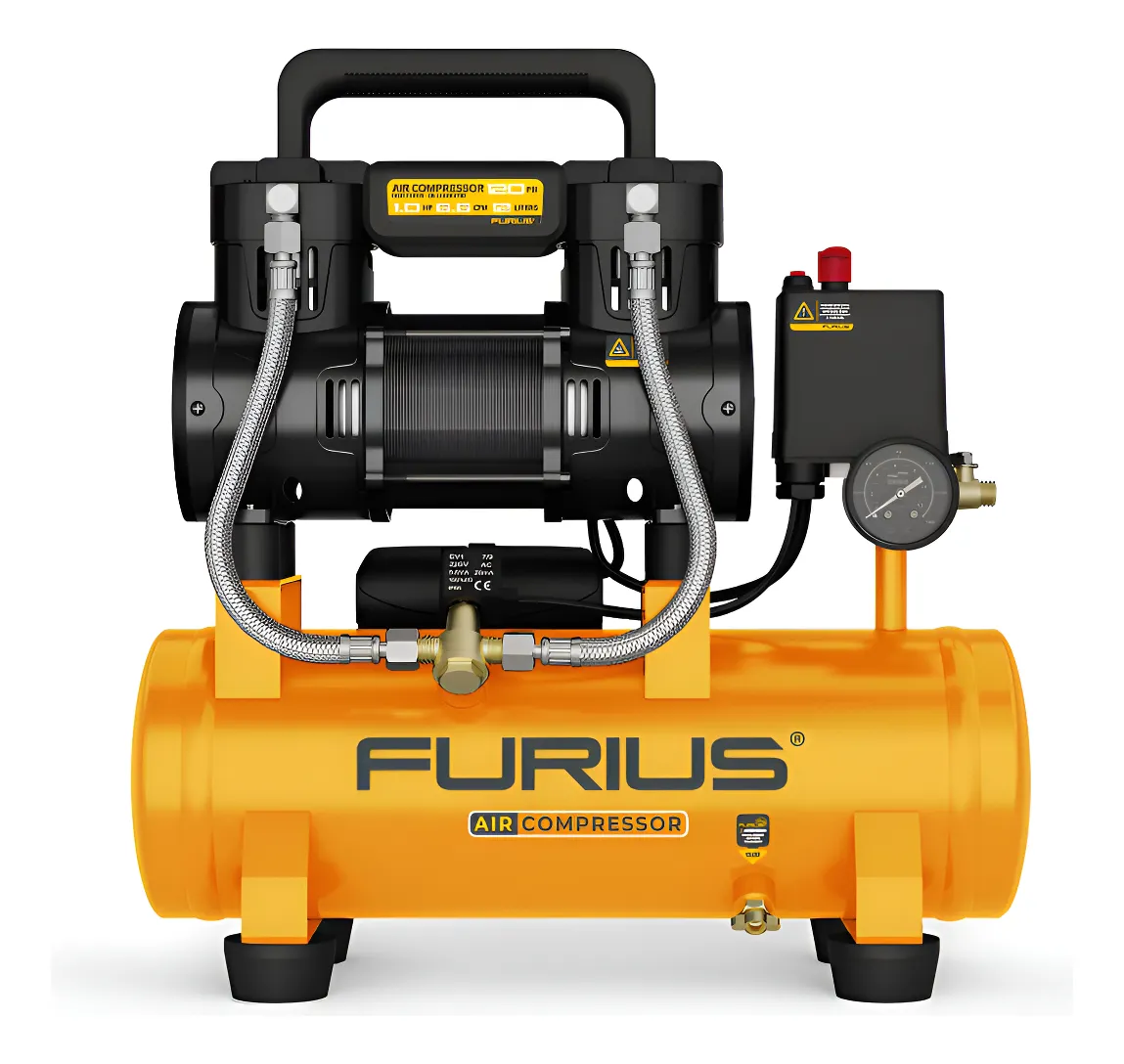 COMPRESOR DE AIRE LIBRE DE ACEITE SILENCIOSO 1,5HP 12 LITROS (FC112S) FURIUS