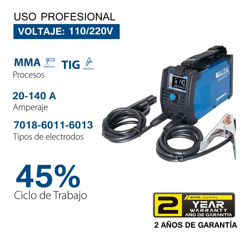 SOLDADOR INVERSOR ARC 140 MINI 110-200V (SI6140DV) ELITE - Vista 4
