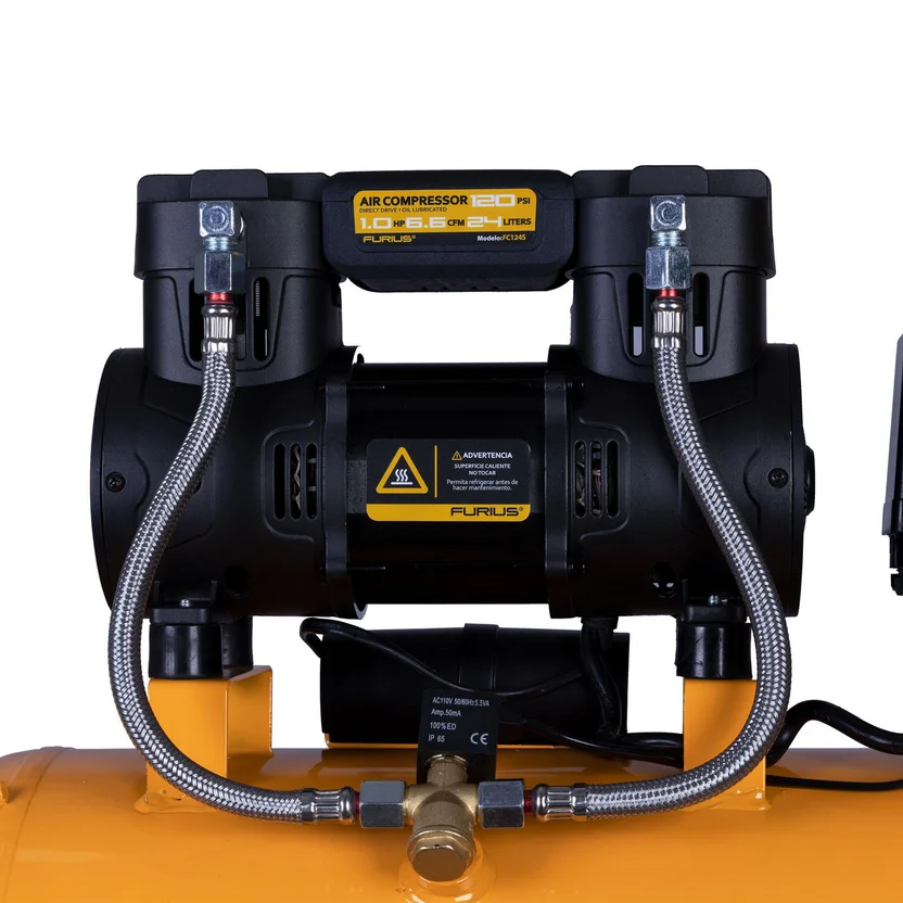 COMPRESOR DE AIRE LIBRE DE ACEITE SILENCIOSO 1,5HP 24 LITROS (FC124S) FURIUS - Vista 3